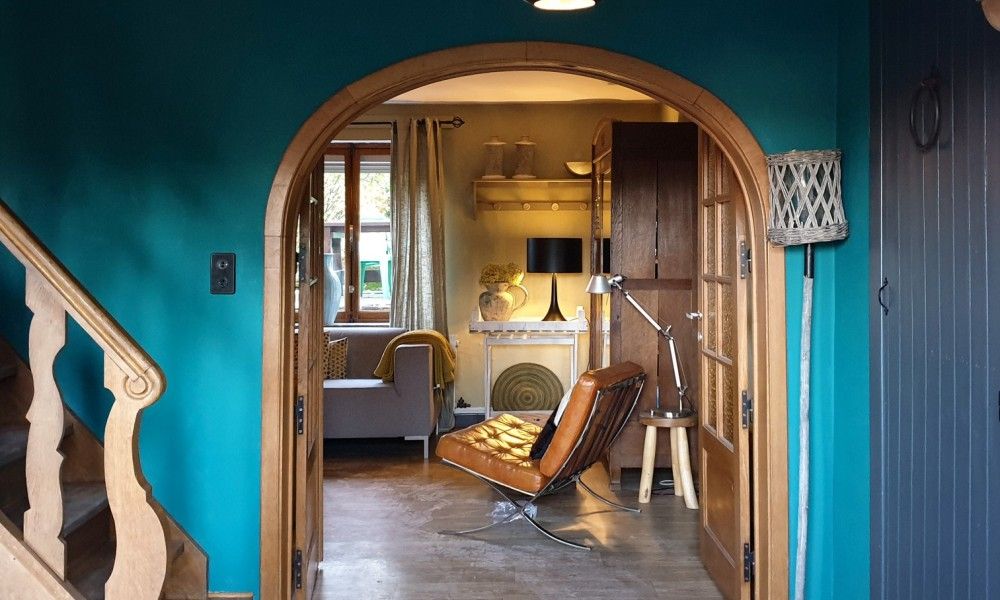 Cozy interior of Au Foyer, vacation home in Durbuy, with stylish decor.