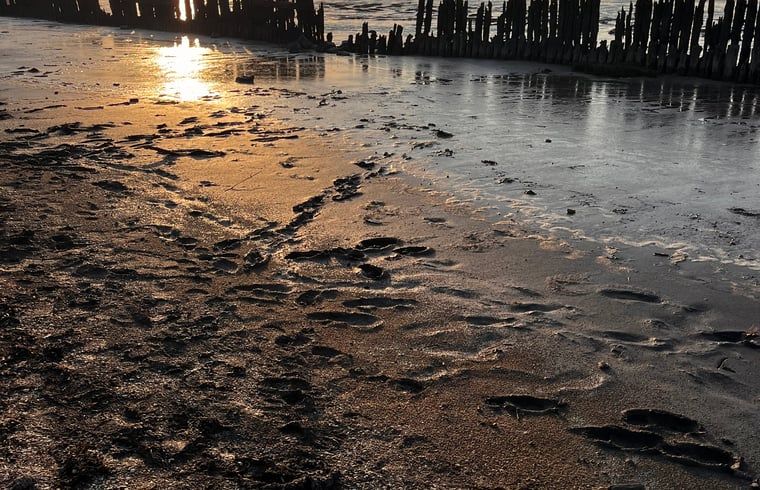 Zonsondergang aan de kust bij Vakantiehuisje in Lioessens, Friesland, met een prachtig uitzicht.
