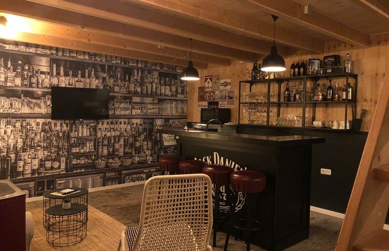 Bar en loungehoek in Vakantiehuis in 't Harde, Veluwe, ideaal voor ontspanning.