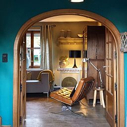 Cozy interior of Au Foyer, vacation home in Durbuy, with stylish decor.