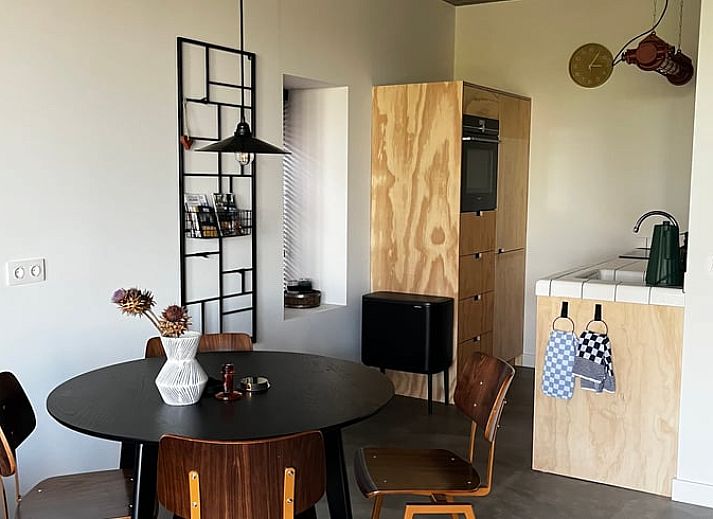 Uitzicht op de groene omgeving van Vakantiehuisje in Lioessens, Friesland, met een serene waterkant.