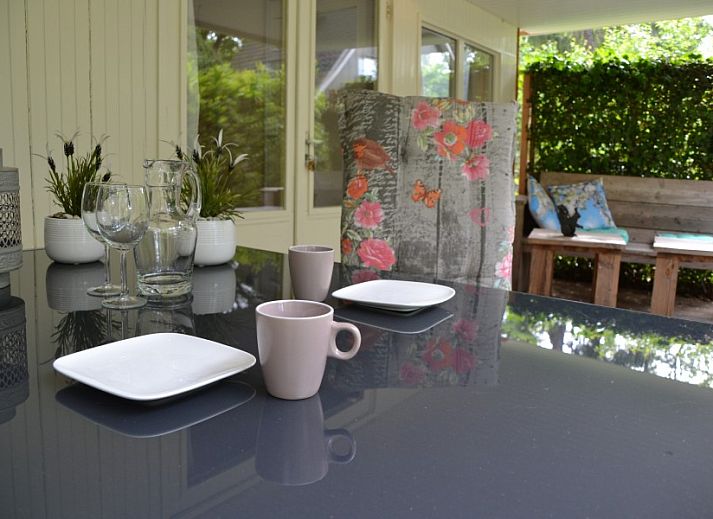 Gezellige woonkamer van Hosta vakantiehuis in Ootmarsum, Twente met open haard en TV.