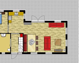 Plattegrond van de begane grond van vakantiehuis Sonja, Den Hoorn, Texel.