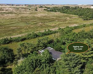 Aerial view of Anchorage bungalow in Midsland North, Terschelling, with sweeping views of the dunes.