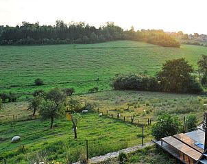 Geniet van het weidse uitzicht op groene velden vanaf het terras van Vakantiehuisje in Aublain, gelegen in de prachtige Ardennen, Belgi.