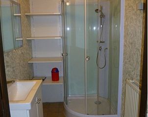 Modern bathroom in Chouff vacation home, Achouffe-Houffalize, with shower in Ardennes, Luxembourg, Belgium.