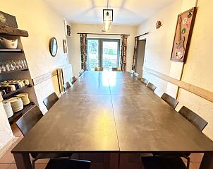 Large dining room in Gite Ardennais, Fraiture, Vielsalm, ideal for group meals in the Ardennes, Luxembourg, Belgium.