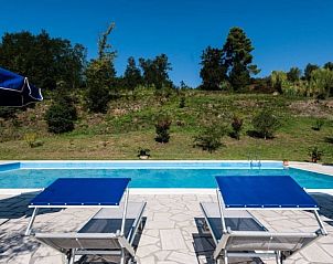 Zwembad bij Casa Monica in Fauglia, Toscane: vakantiehuis met serene omgeving en prachtig uitzicht op de natuur.