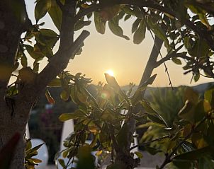 Geniet van een prachtige zonsondergang bij Casa Frutales relax resort, omgeven door groen in Simat de Valldigna, Spanje.
