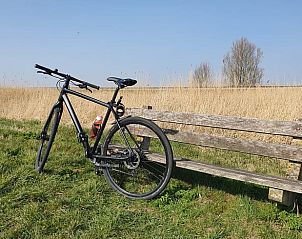 Fiets klaar voor een rit door het Friese platteland bij Vakantiehuis in Parrega, Friesland.