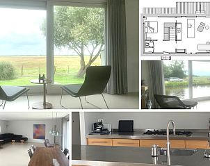Helles Interieur des Ferienhauses Huisje in Broek in Waterland, Amsterdam, mit Blick auf die Natur und moderner Kche.