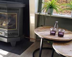 Hosta vakantiehuis in Ootmarsum, Twente met stijlvolle open haard en bijzettafels.