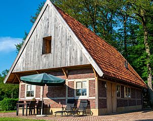Vakantiehuisje in Tilligte, Twente, met uitnodigend terras en groene omgeving, perfect voor ontspanning.