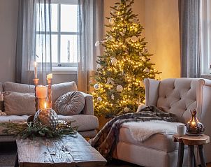 Gezellige woonkamer in vakantiehuis Manderveen, Twente, perfect voor ontspanning in Overijssel.