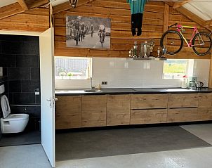 Uitzicht op de landelijke omgeving van Vakantiehuisje in Boskamp, Salland, Overijssel, met groene velden en bomen.