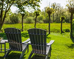 Ontspannen in de tuin van Vakantiehuisje in Kalenberg, met uitzicht op het groene landschap van Noordwest Overijssel, Overijssel.