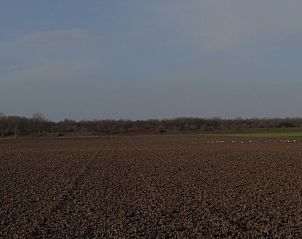 Uitgestrekt landschap bij strandhuis De Bakkeete in Kamperland, Noord-Beveland, Zeeland, met weids uitzicht over de natuur.