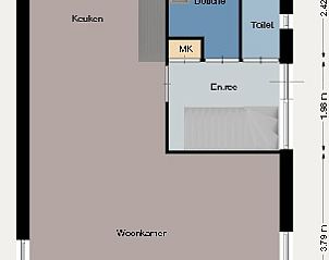 Plattegrond van Vakantiehuis De Zandwal in Ouddorp, toont indeling van de woning op Goeree-Overflakkee, Zuid-Holland.
