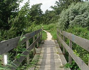 Wooden bridge over a path near Holiday home in Alphen aan den Rijn, ideal for walks in South Holland.