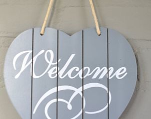 Hartelijke welkom decoratie in Vakantiehuisje in De Zilk, Noordzeekust, Zuid-Holland.